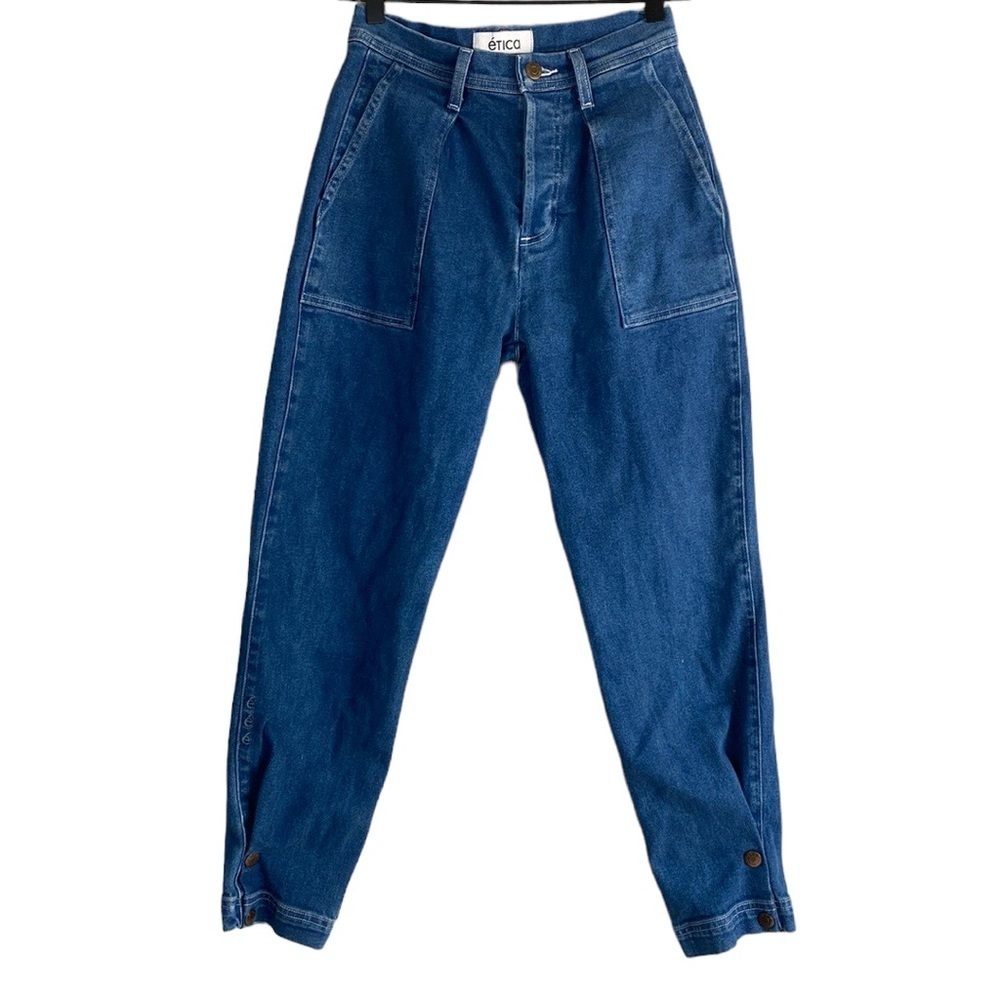 etica tapered button jeans